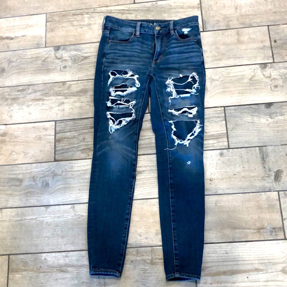 High rise jeggings  all holes are faux